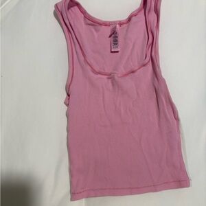 SKIMS Pink Ribbed Tank Top